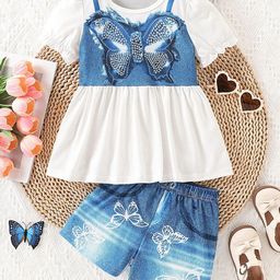 YK Girls Self Design Pure Cotton Dress & Shorts-picture-23