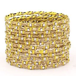 leshya Set Of 12 Artificial Stones and Beads Studded Thread Bangles-image-0