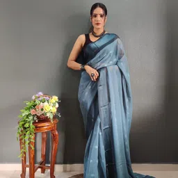 KAYOMMI Satin Woven Design Zari Ready to Wear Jamdani Saree-picture-28
