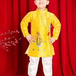 new gen Boys Ethnic Motifs Embroidered Kurta with Pyjamas-picture-2