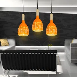 KINIS Orange & Black Smiley Printed Aluminium Quirky Ceiling Lamp-14