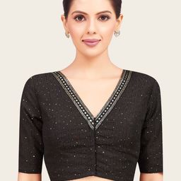 Studio Shringaar Women V-Neck Embroidered Saree Blouse-58