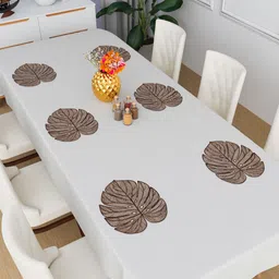 Myntra Elegant Homes Copper-Toned 6 Pieces Floral Textured Leather Table Placemats-image-96