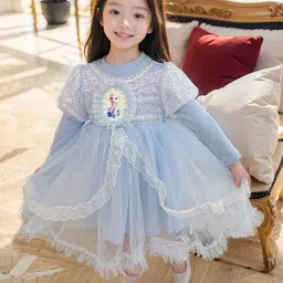 YK Self Design Round Neck Fit & Flare Dress-image-32