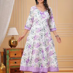 Kanahari Women Floral Embroidered Pleated Pure Cotton Kurta with Palazzos & With Dupatta-image-20