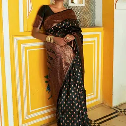 KALINI Woven Design Zari Silk Blend Saree-32