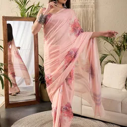 Saree mall Floral Poly Georgette Block Print Sarees-image-61