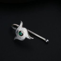 House of Aadyaa Sterling Silver Oxidised Stone Studded Stud Nosepin-33