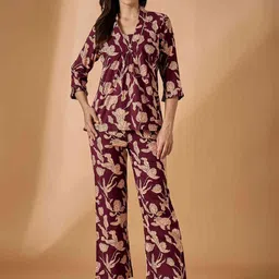 Azira Floral Printed Pure Cotton Top With Trousers Co-Ords-image-66