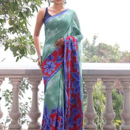 KALINI Tie and Dye Dyed Pure Cotton Saree With Printed Border-image-92