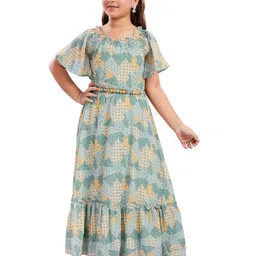 Lei-Chie Floral Print Flared Sleeve Chiffon Maxi Dress-image-4