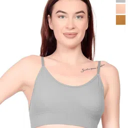 BRACHY Pack Of 3 Full Coverage Lightly Padded Non-Wired Bralette Bra-17