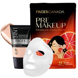FACES CANADA Set Of 2 Hydra Matte Mini Foundation-Rose Ivory-011 With Sheet Mask-picture-9