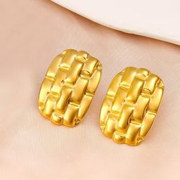 KRENOZ Gold Plated Texture Geometric Shaped Studs-picture-13