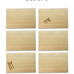 MARKET99 Gold Toned 6 Pieces Textured Rectangle Table Placemats-13
