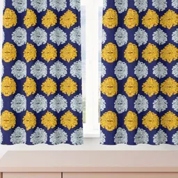 POORAK Blue & Yellow 2 Pieces Ethnic Motifs Printed Sheer Window Curtain-image-94