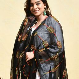 swatika Ethnic Motifs Embroidered Dupatta with Thread Work image 5