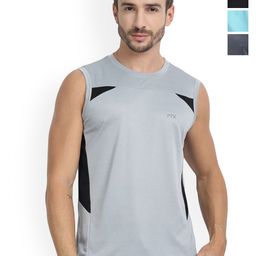 FTX Pack Of 4 Colourblocked Round Neck Gym Vests-picture-24