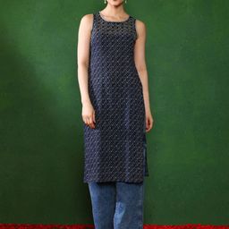 Jaipur Kurti Women Geometric Printed Fusion Cotton Straight Kurta-image-39