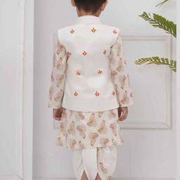 Sethukrishna Boys Abstract Printed Regular Kurta And Dhoti Pants With Nehru Jacket image 5