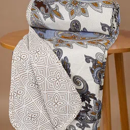 bsb home Grey & Mustard Printed Microfiber AC Room 210 GSM Single Bed Dohar-99