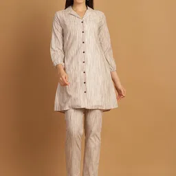 CORSICA Printed Cotton Collared Neck Three Fourth Sleeves Shirt With Trouser Co-Ords-picture-14