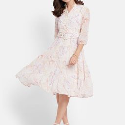 METTLE Printed Mandarin Collar Tiered Fit & Flare Dress-image-13