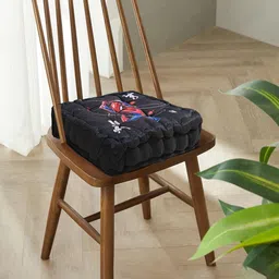 Kuber Industries 3-Pcs Black & Red Printed Chair Pads-39
