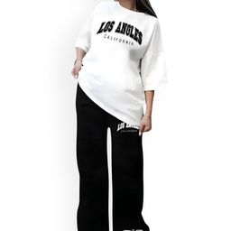 My Swag Printed Pure Cotton Loose Fit T-Shirt With Trousers-image-89