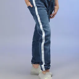 Instafab Boys Comfort Relaxed Fit Mid-Rise Light Fade Side-Striped Cotton Denim Jeans-picture-28