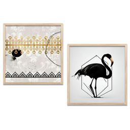 Kotart White & Black 2 Pieces Boho Wooden Wall Arts-picture-43