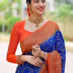 SHOP DROP Women Woven Design Zari Pure Silk Banarasi Saree-image-62