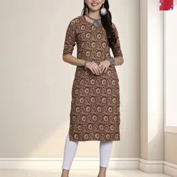 HERE&NOW Women Pack of 2 Ethnic Motifs Printed Straight Crepe Kurta-image-5