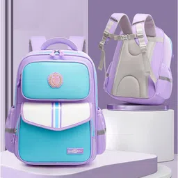 Little Surprise Box LLP Kids Sky Blue & Purple LSB Monogram School Backpack-44