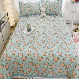 JC HOME Blue & Pink Printed Cotton Double King Bed & Pillow Cover-image-88