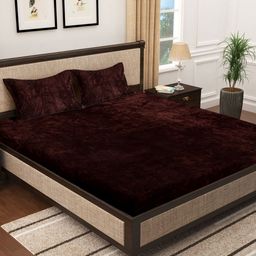 SOKNACK Brown 300 TC King Bedsheet with 2 Pillow Covers-image-8