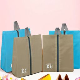Kuber Industries Brown & Blue 4 Pieces Water Resistant Shoes Organisers-5
