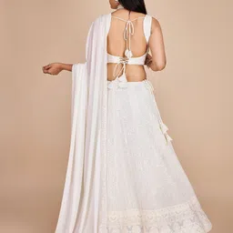 ODETTE Embroidered Thread Work Semi-Stitched Lehenga & Unstitched Blouse With Dupatta image 3