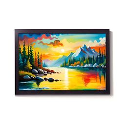 Aura Yellow & Blue 1 Piece Synthetic Wood Abstract Wall Paintings-image-50