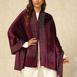 Soch Women Floral Printed Velvet Shawl-23