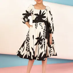 Antheaa Floral Print Layered Fit & Flare Midi Dress-picture-43