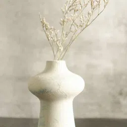 ArteCasa Indigo Whisper White Textured Small Vase-36