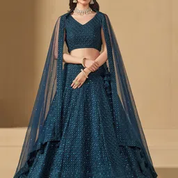 DIVASTRI Embroidered Sequinned Semi-Stitched Lehenga & Unstitched Blouse With Dupatta-picture-9