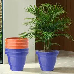 Kuber Industries 6 Pcs Blue & Orange-colored Lightweight Planters-42