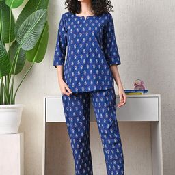 Ichaa Women Ethnic Motifs Printed Night suit-image-100