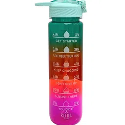 SuperGeneriX Green & Pink Single Plastic Printed Water Bottle-21