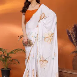 ROOP SUNDARI SAREES Floral Printed Sequinned Saree-image-34