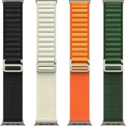 HiWatch Alpine Loop Nylon Bands/Straps Compatible with Watch 49mm 45mm 44mm 42mm Men & Women, Adjustable Strap with Metal G-Hook Premium orange , green ,white and black color Strap for iWatch Ultra Series SE 8 7 6 5 4 3 2 1 (Only Alpine Loop Strap for Apple iWatch, Watch NOT Included) Smart Watch Strap-18