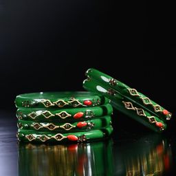 SOMIL Set Of 16 Artificial Stones Glass Bangles-picture-6