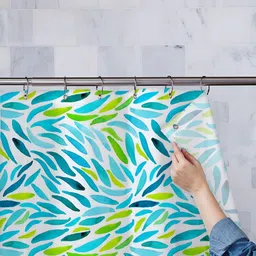 ArtzFolio White & Blue Printed Waterproof Shower Curtain-image-97